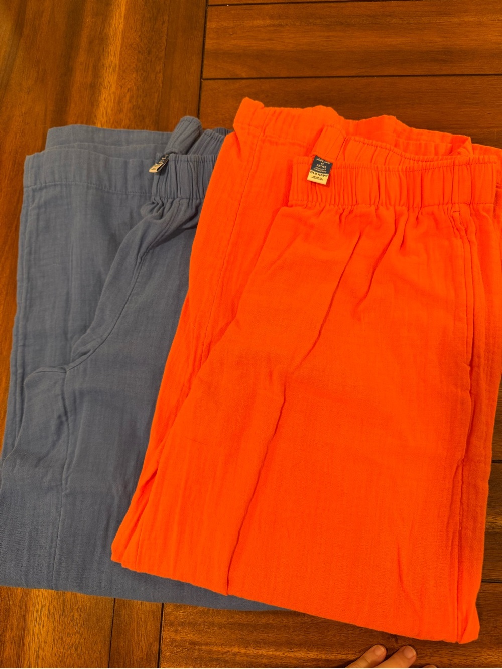 Blue and Coral Orange Elastic Waist Pants (Two-Pack)